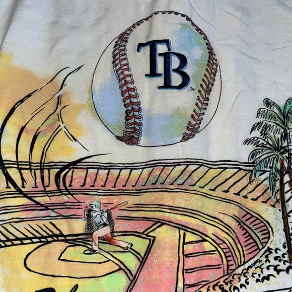 Tommy Bahama Tampa Bay Rays Embroidered Button-Up Camp Shirt - Picture 3 of 6